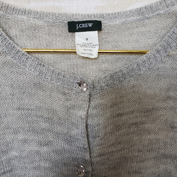 J. Crew M heather gray crystal button cardigan - Picture 5 of 5